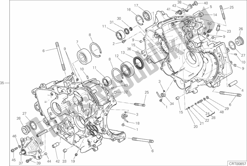 All parts for the 09a - Half-crankcases Pair of the Ducati Superbike Panigale V2 Thailand 955 2020